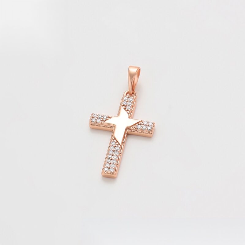 Daily wear fashion cross rose gold color pendant - Image 3